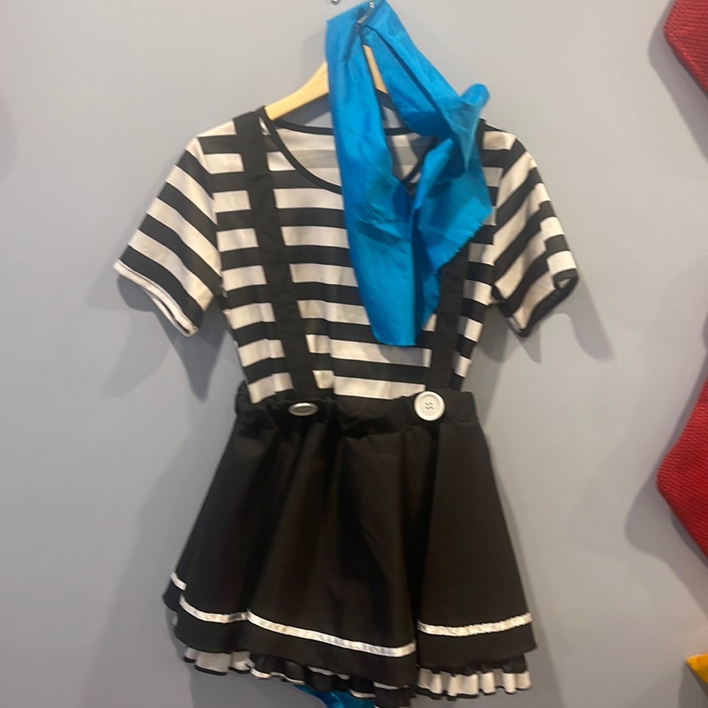 Black and white shirt and skirt dance costume. Made to be all one piece.